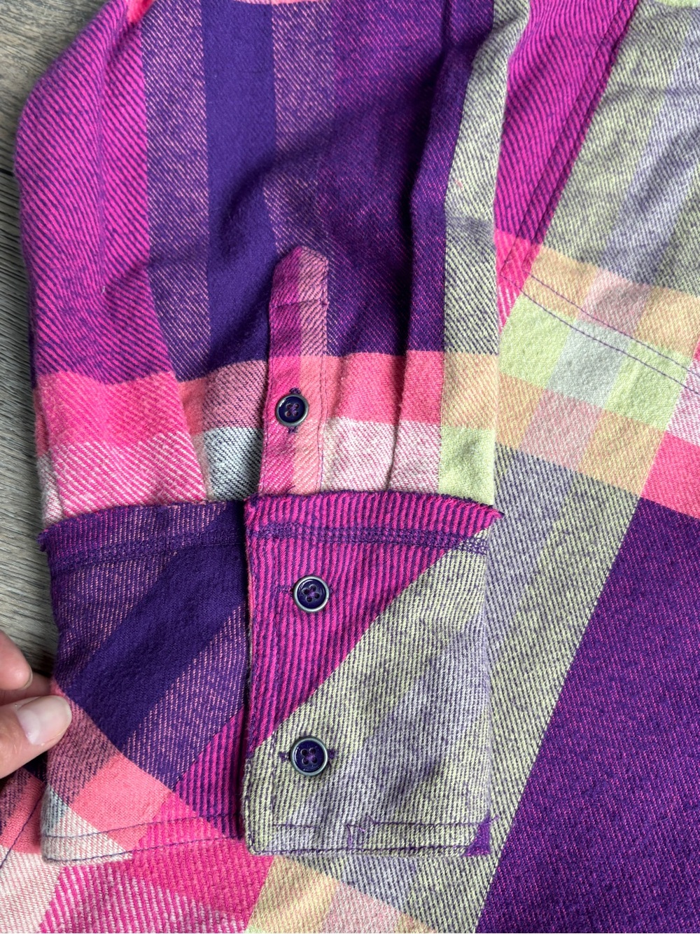 We The Free People Oversized Flannel Plaid Shirt Shacket Purple Pink Large - Picture 5 of 11